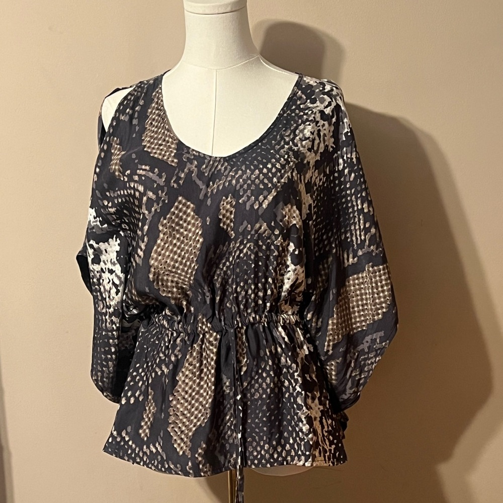 Express Black and Brown Patterned Blouse